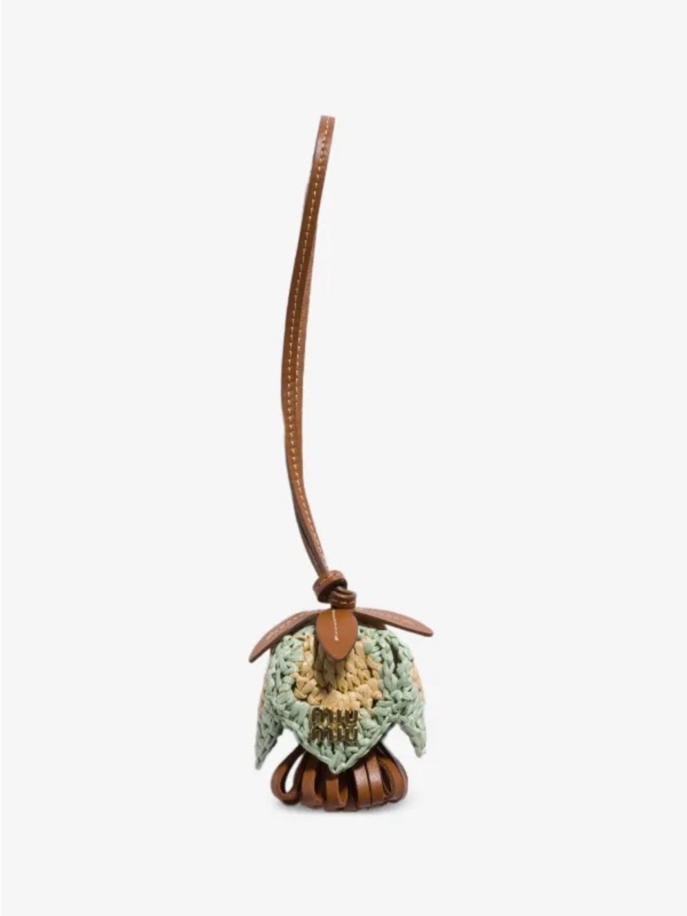 Miu Miu Acquamarine Crochet & Leather Flower Charm